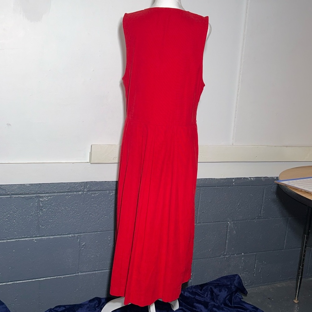 Vintage Talbots Red Corduroy Jumper Dress With Go… - image 4